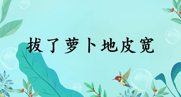 拔了萝卜地皮宽