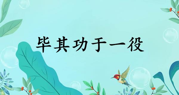 毕其功于一役