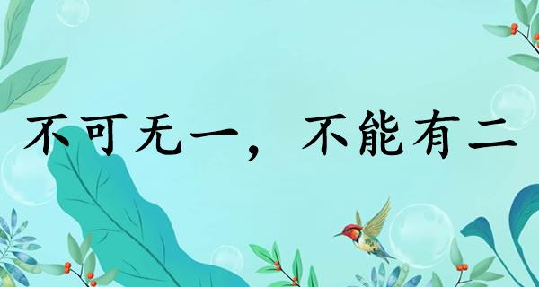不可无一，不能有二