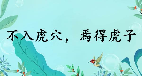 不入虎穴,焉得虎子