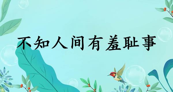 不知人间有羞耻事