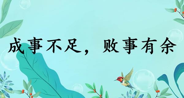 成事不足，败事有余
