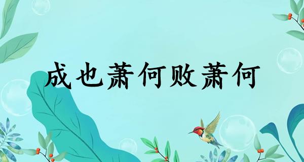 成也萧何败萧何