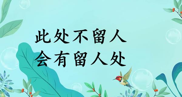 此处不留人，会有留人处