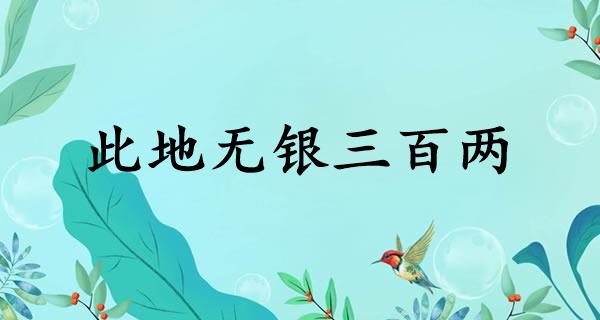 此地无银三百两