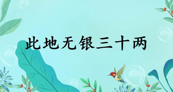 此地无银三十两