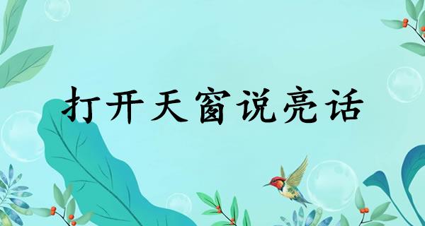 打开天窗说亮话