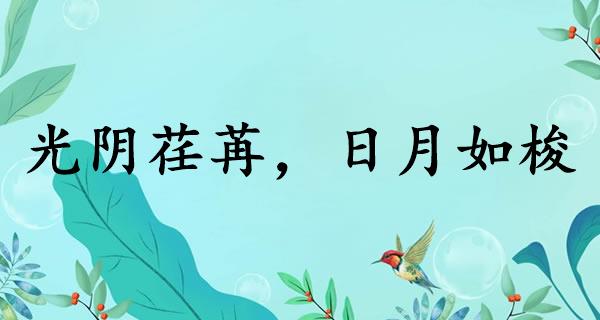 光阴荏苒，日月如梭