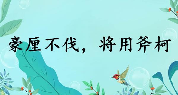 豪厘不伐，将用斧柯