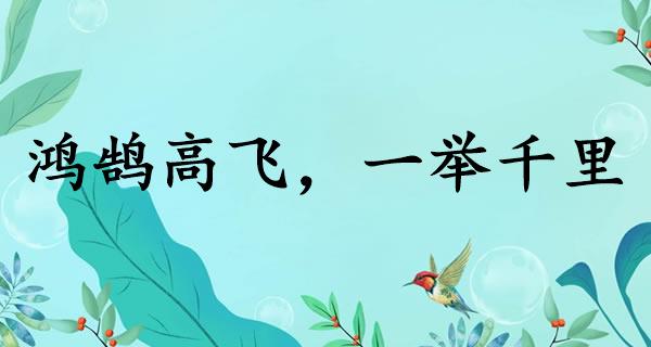 鸿鹄高飞，一举千里