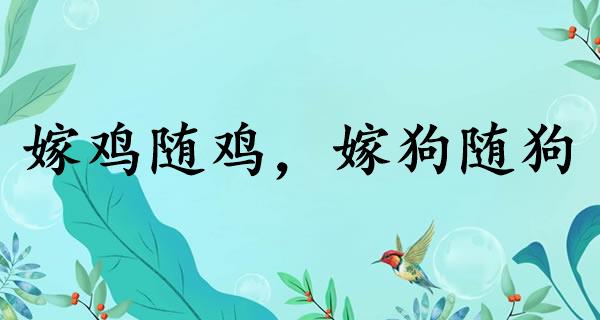 嫁鸡随鸡，嫁狗随狗