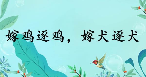 嫁鸡逐鸡，嫁犬逐犬