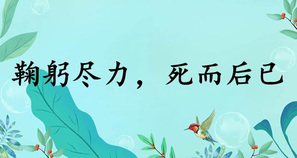 鞠躬尽力，死而后已
