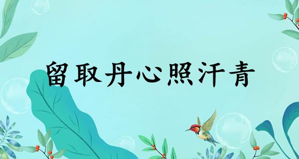 留取丹心照汗青
