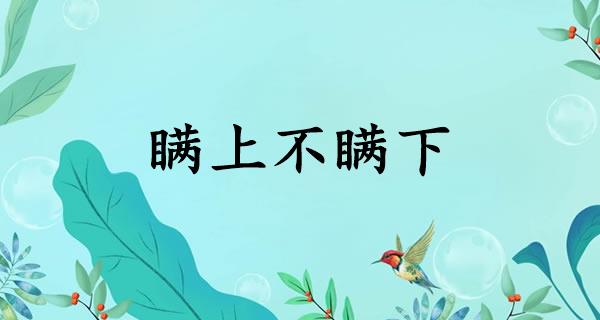 瞒上不瞒下