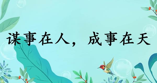 谋事在人,成事在天