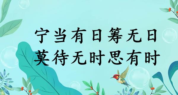 宁当有日筹无日,莫待无时思有时
