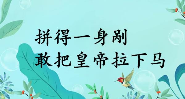 拼得一身剐,敢把皇帝拉下马