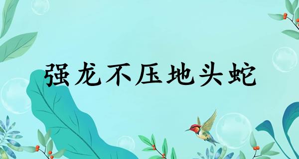 强龙不压地头蛇