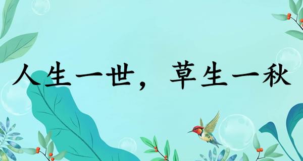 人生一世，草生一秋