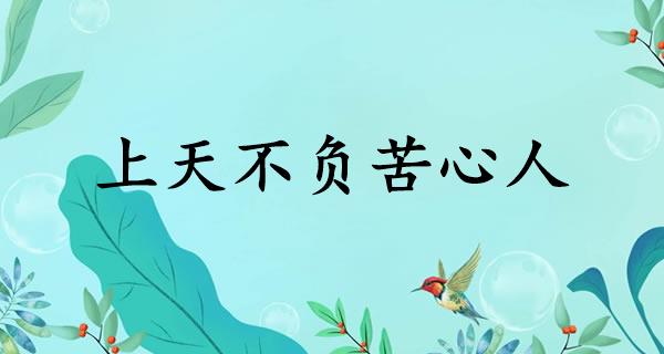 上天不负苦心人
