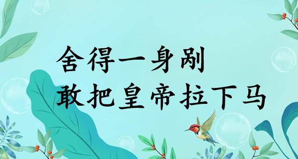 舍得一身剐，敢把皇帝拉下马