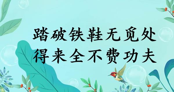 踏破铁鞋无觅处，得来全不费功夫