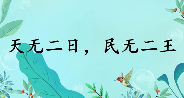 天无二日,民无二王