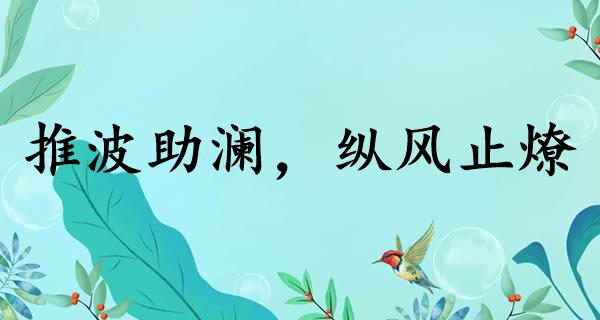 推波助澜，纵风止燎