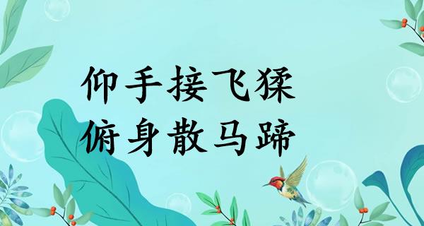 仰手接飞猱,俯身散马蹄