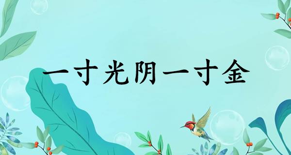 一寸光阴一寸金