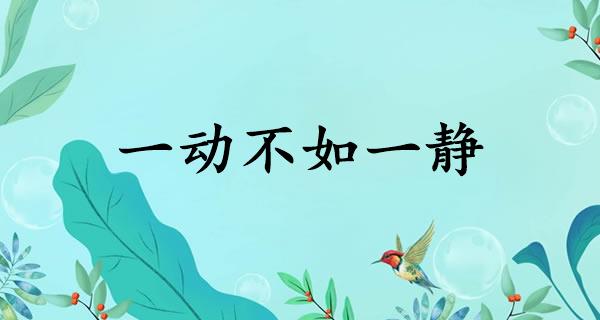一动不如一静