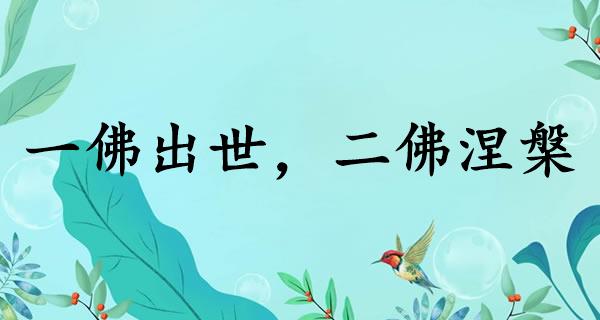 一佛出世，二佛涅槃