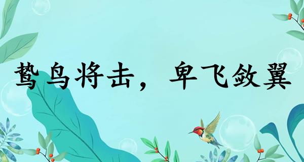 鸷鸟将击，卑飞敛翼