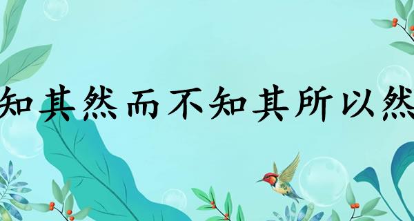知其然而不知其所以然