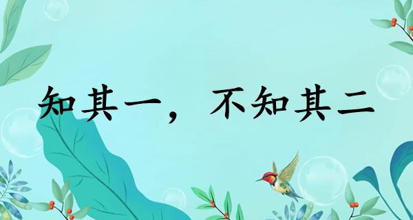 知其一，不知其二