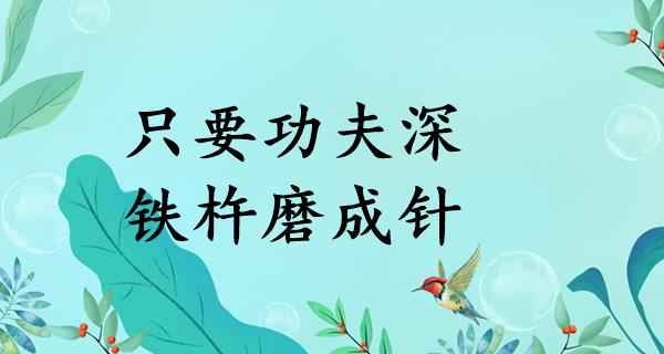 只要功夫深，铁杵磨成针