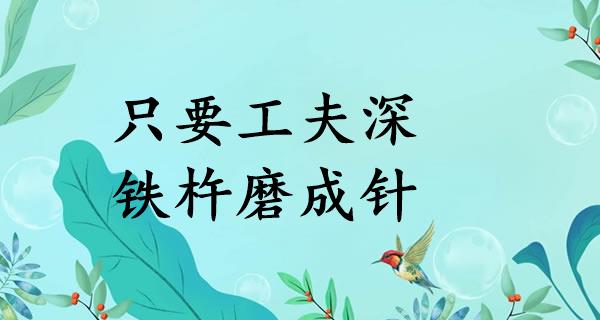 只要工夫深，铁杵磨成针