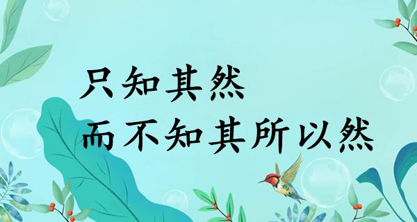 只知其然，而不知其所以然