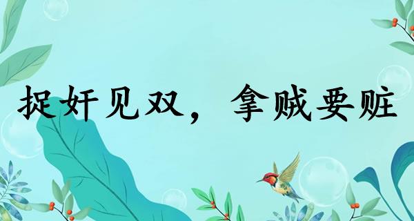 捉奸见双，拿贼要赃