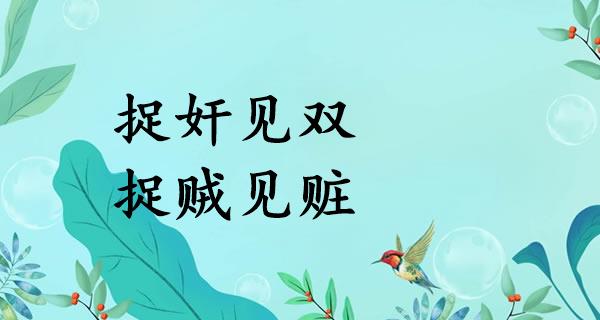 捉奸见双，捉贼见赃，杀人见伤